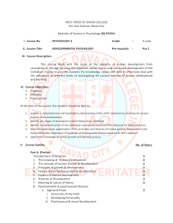 Psy 3 Human Development - Holy Cross of Davao College