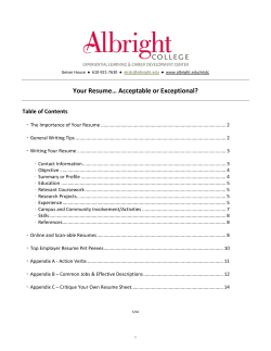 Your Resume… Acceptable or Exceptional?