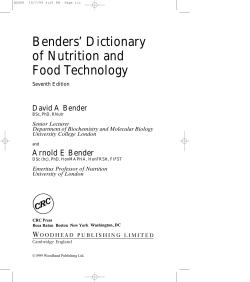 Benders` Dictionary of Nutrition and Food Technology - UR-CST