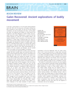 Galen Recovered: Ancient explorations of bodily