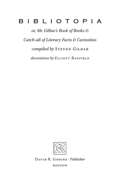 bibliotopia - David R. Godine, Publisher
