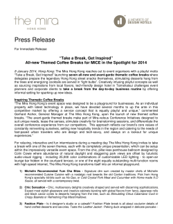 PRESS RELEASE - All-new Themed Coffee Breaks for MICE