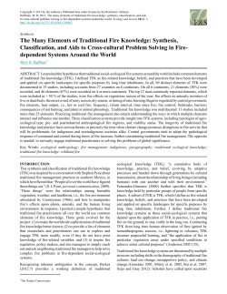The Many Elements of Traditional Fire Knowledge