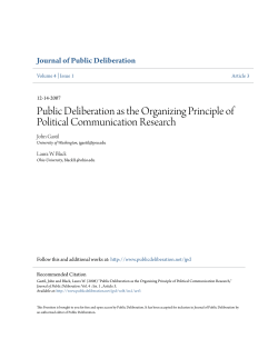 Public Deliberation as the Organizing Principle of Political