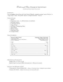 TASTE and SING PSALMS IN THE LITURGY
