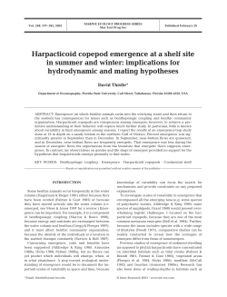 Harpacticoid copepod emergence at a shelf site in summer and