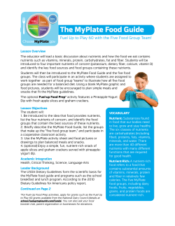 The MyPlate Food Guide - Southeast United Dairy Industry Association