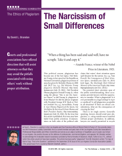 The Ethics of Plagiarism: The Narcissism of Small Differences