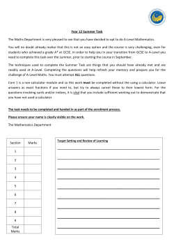 Mathematics Summer Tasks