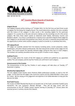 44 Country Music Awards of Australia Judging Process