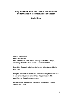 A PAPER BY COLIN KING - Goldsmiths, University of London