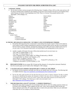 2017 English IV Exam REVIEW Spring Semester