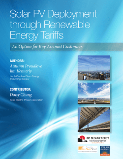 Solar PV Deployment through Renewable Energy Tariffs