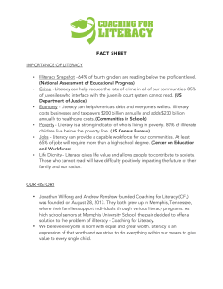 FACT SHEET IMPORTANCE OF LITERACY • Illiteracy Snapshot