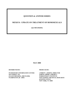 Update: Treatment of Homosexuals in Mexico