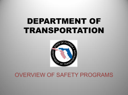 Department of Transportation - Overview of Safety Programs