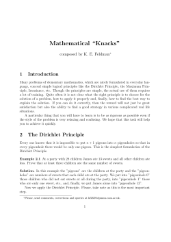 Mathematical &ldquo;Knacks&rdquo;