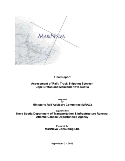 Assessment of Rail / Truck Shipping Between Cape Breton and