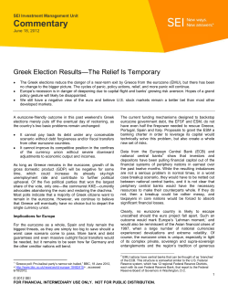 Greek Election Results—The Relief Is Temporary