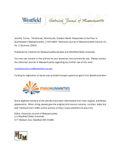 Almshouse, Workhouse, Outdoor Relief: Responses to the Poor in