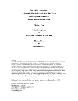 Disruptive Innovation: A Systemic Linguistic Analysis of Two Texts