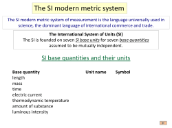 The SI modern metric system
