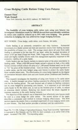 Cross Hedging Cattle Rations Using Corn Futures