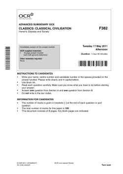 Question paper - Unit F382 - Homer`s Odyssey and society