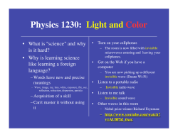 Physics 1230: Light and Color - University of Colorado Boulder