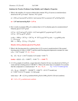 Molality and Colligative Properties