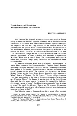 The Orthodoxy of Revisionism: Woodrow Wilson and the New Left
