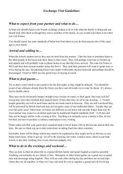 Exchange Visit Guidelines What to expect from your partner and