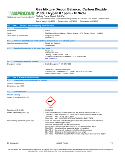 Gas Mixture (Argon balance, Carbon Dioxide <10