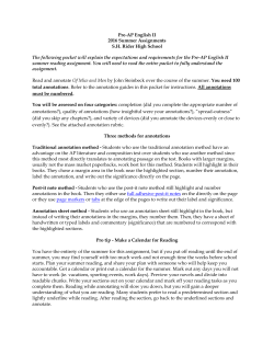 Pre-AP English II 2016 Summer Assignments SH Rider High School