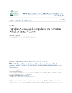 Populism, Gender, and Sympathy in the Romantic Novel, by James