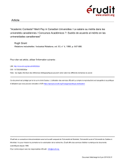 Merit Pay in Canadian Universities / Le salaire au m&eacute;rite dans les