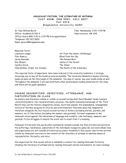 Burch Holocaust Fiction Syllabus 2010