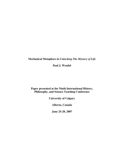 Mechanical Metaphors in Unlocking The Mystery of Life Paul J