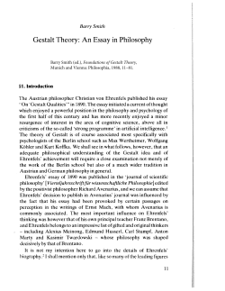 Gestalt Theory: An Essay in Philosophy