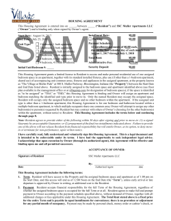 Housing Agreement - The Village at Muller Park