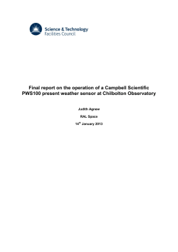 Final report on the operation of a Campbell Scientific PWS100