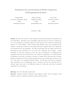 Performance Pay and the Erosion of Worker Cooperation: Field