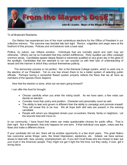 To all Bratenahl Residents, Our Nation has experienced one of the