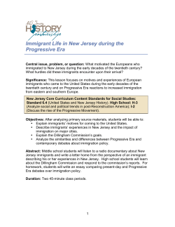 Immigrant Life in New Jersey during the Progressive Era