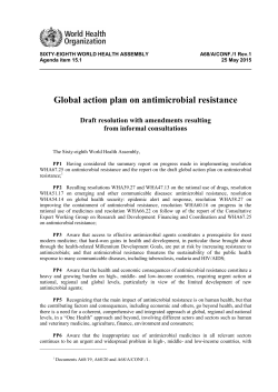 Global action plan on antimicrobial resistance Draft resolution with