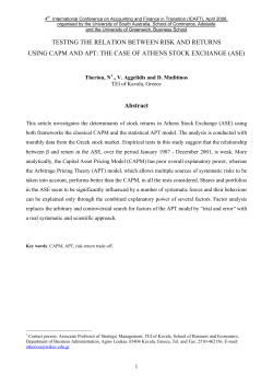 Testing the Relation between Risk and Returns using CAPM and APT