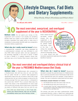Lifestyle Changes, Fad Diets and Dietary Supplements