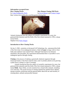 Information excerpted from: How Cloning Works by Craig