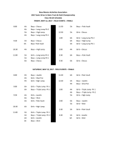8:00 4A Boys – Discus 11:30 5A Boys – Pole Vault 6A Boys – Long