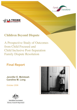 Children Beyond Dispute A Prospective Study of Outcomes from
